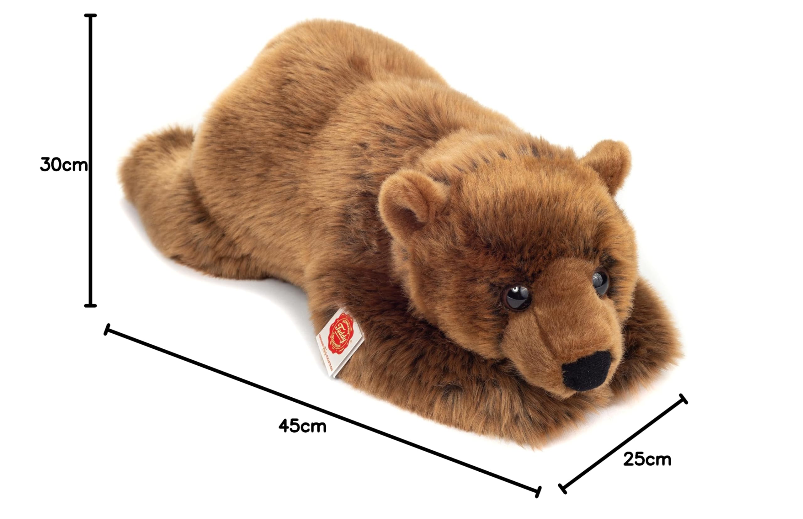Teddy Hermann 91052 Brown Bear Lying Down 45 cm Cuddly Toy